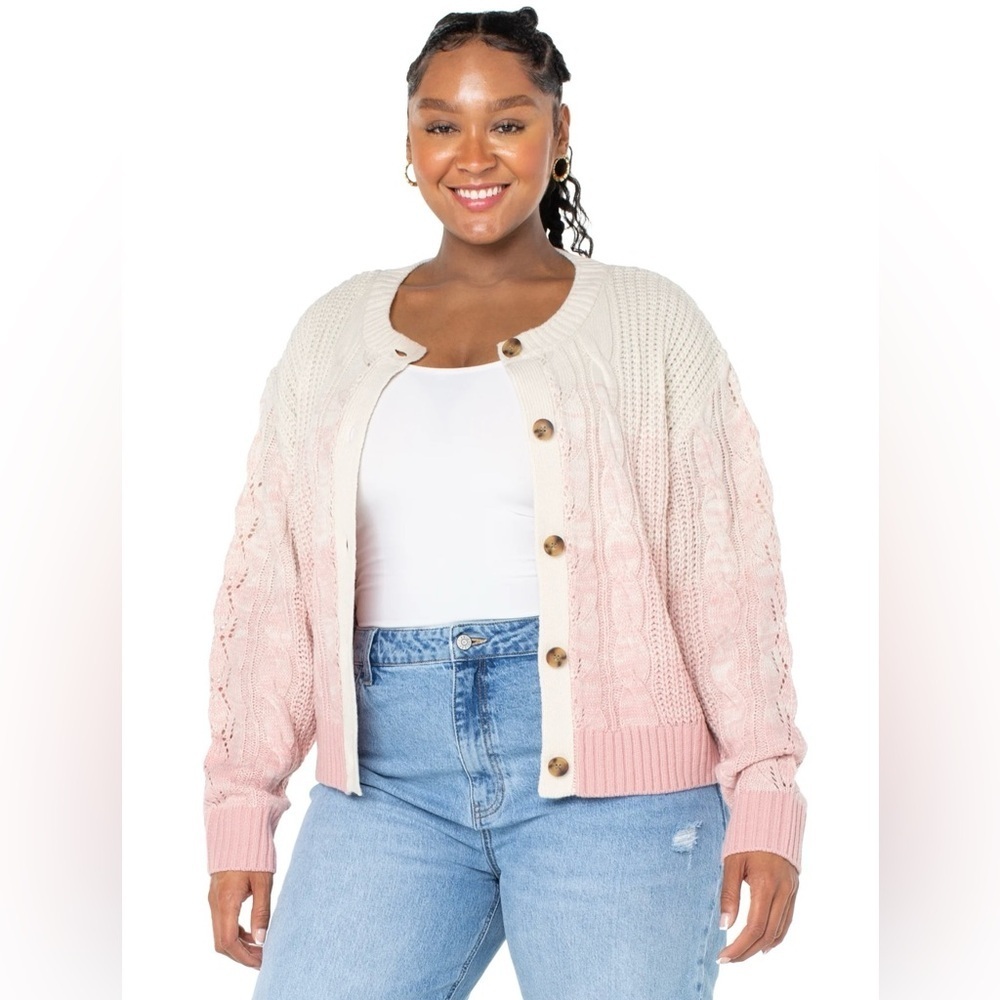Celebrity Pink Ombre Knit Cardigan Sweater